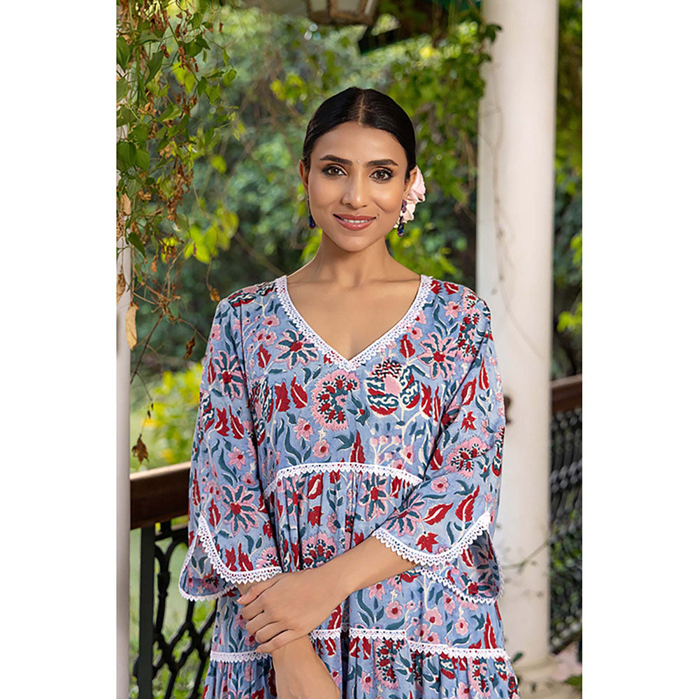Naseebo Blue Petal Kurta With Pant