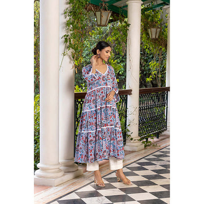 Naseebo Blue Petal Kurta With Pant