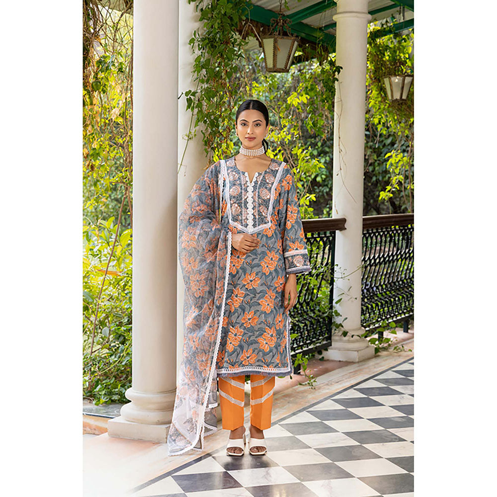 Naseebo Smoky Grey Kurta And Pant With Dupatta Set