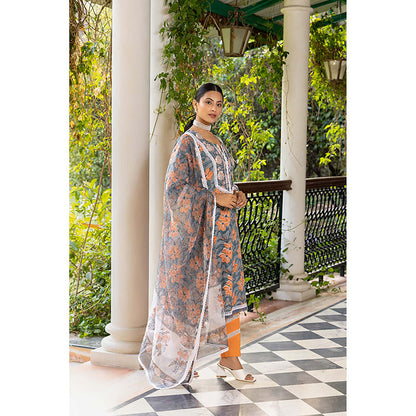 Naseebo Smoky Grey Kurta And Pant With Dupatta Set