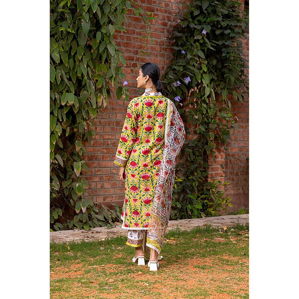 Naseebo Spring Yellow Glow Kurta And Pant With Dupatta Set