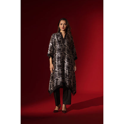 Naseebo Ebony Black Silk Kurta and Pant