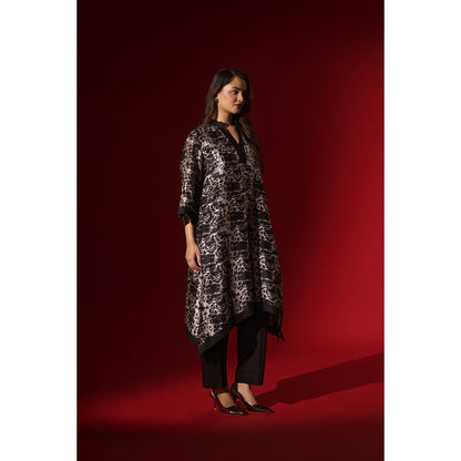 Naseebo Ebony Black Silk Kurta and Pant