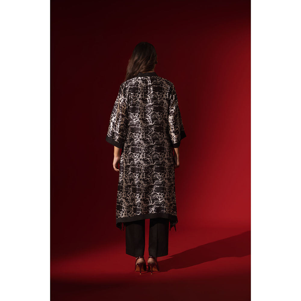 Naseebo Ebony Black Silk Kurta and Pant