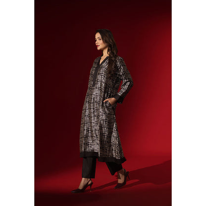 Naseebo Elegance Ebony Black Silk Kurta and Pant