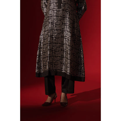 Naseebo Elegance Ebony Black Silk Kurta and Pant