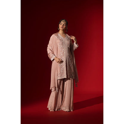 Naseebo Pastel Pink Embroidered Kurta with Palazzo & Dupatta