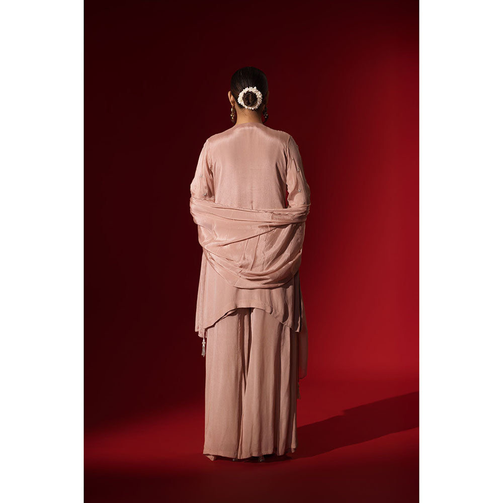 Naseebo Pastel Pink Embroidered Kurta with Palazzo & Dupatta