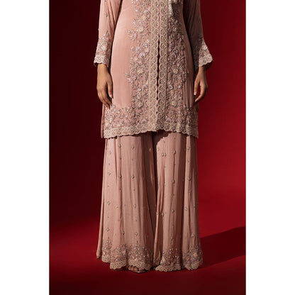 Naseebo Pastel Pink Embroidered Kurta with Palazzo & Dupatta