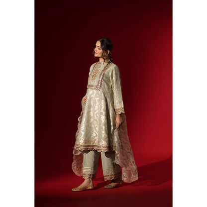 Naseebo Moonlit Green Embroidered Kurta with Pant & Dupatta