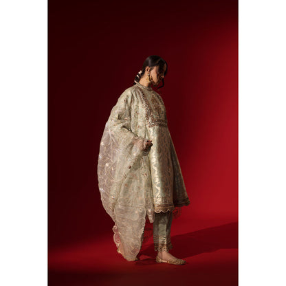 Naseebo Moonlit Green Embroidered Kurta with Pant & Dupatta