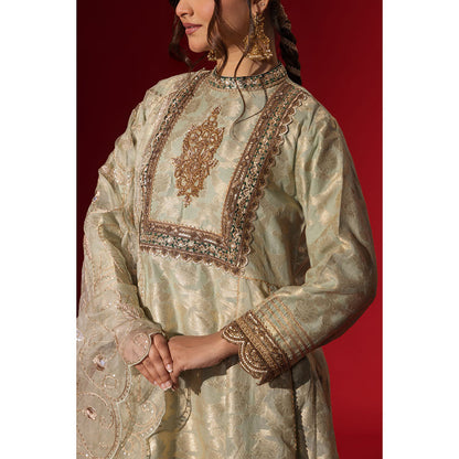 Naseebo Moonlit Green Embroidered Kurta with Pant & Dupatta
