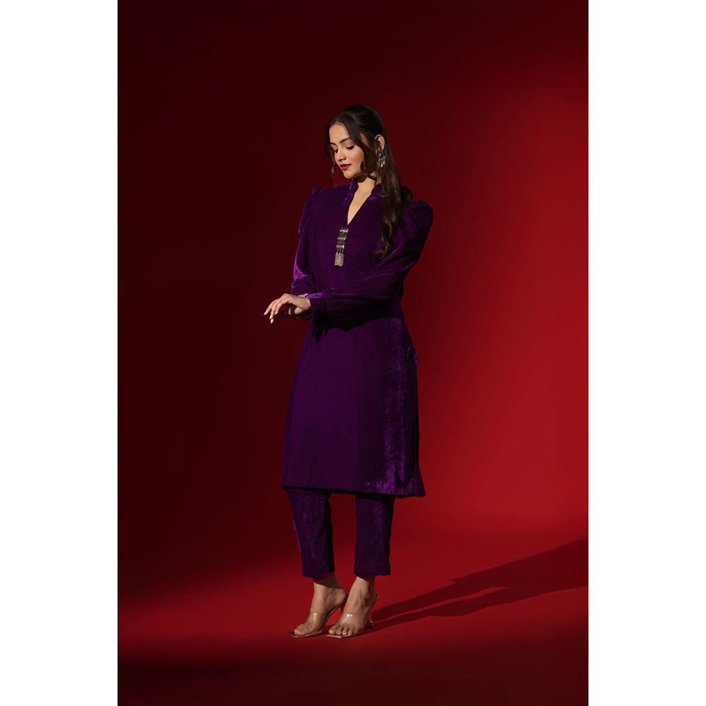 Naseebo Enchanted Purple Velvet Co-Ord Set