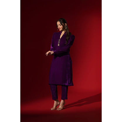 Naseebo Enchanted Purple Velvet Co-Ord Set