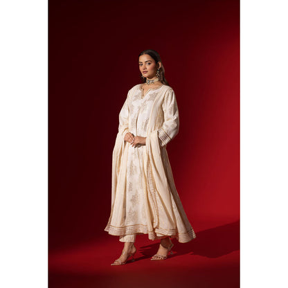 Naseebo Angel White Gota Work Anarkali with Pant & Dupatta