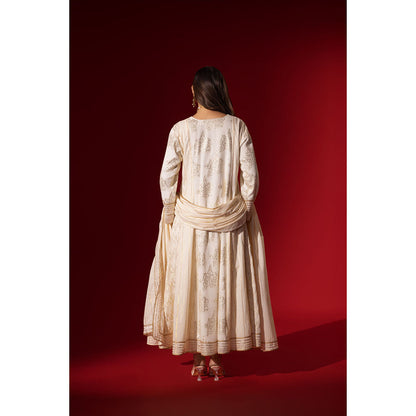 Naseebo Angel White Gota Work Anarkali with Pant & Dupatta