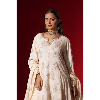 Naseebo Angel White Gota Work Anarkali with Pant & Dupatta