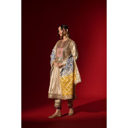 Naseebo Tapestry Cream Brocade Kurta with Pant & Dupatta