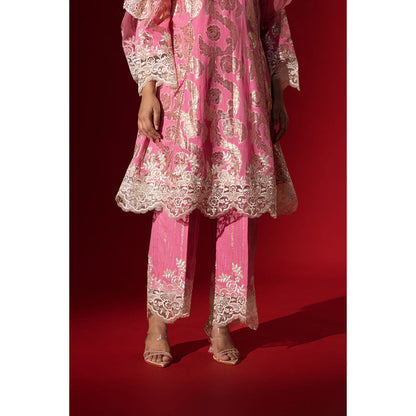 Naseebo Pink Champagne Sequin Brocade Kurta with Pant & Dupatta