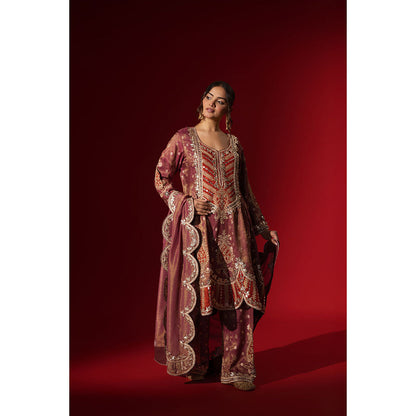 Naseebo Ruby Darbar Embroidery Brocade Kurta with Palazzo & Dupatta