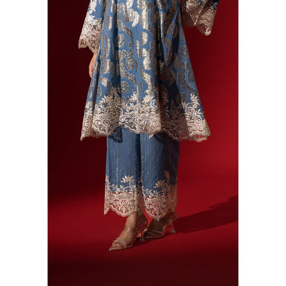 Naseebo Blue Grace Shimmer Kurta with Pant & Dupatta