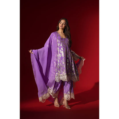 Naseebo Ruhaani Purple Shimmer Kurta with Pant & Dupatta