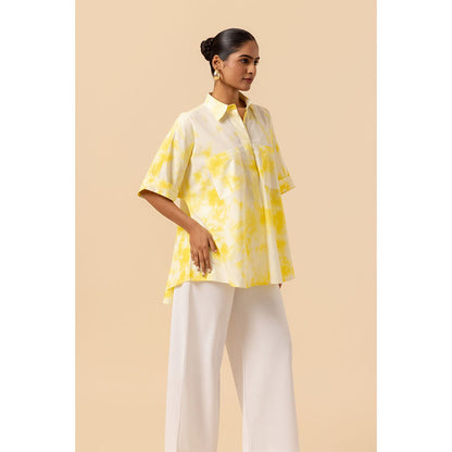 Naseebo Womens Cotton Tie & Dye Yellow Tunic