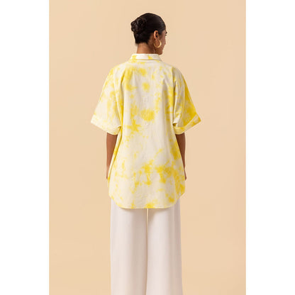 Naseebo Womens Cotton Tie & Dye Yellow Tunic