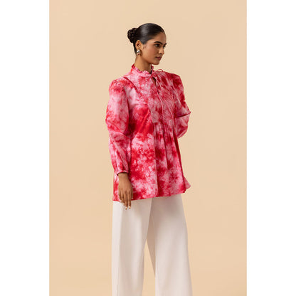 Naseebo Womens Cotton Tie & Dye Pink Top