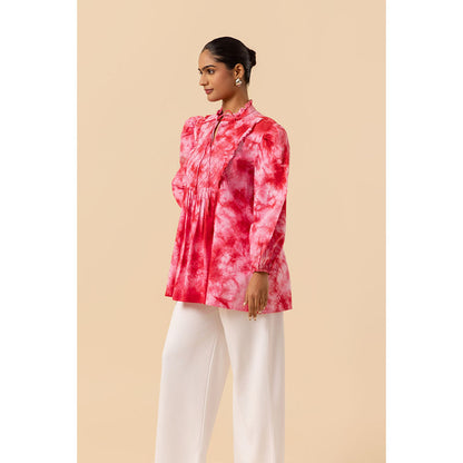 Naseebo Womens Cotton Tie & Dye Pink Top
