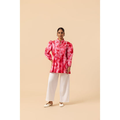 Naseebo Womens Cotton Tie & Dye Pink Top