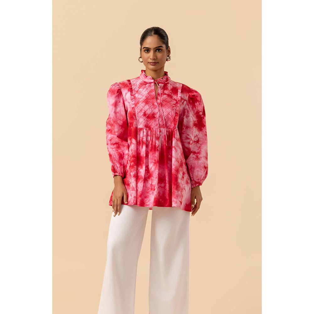 Naseebo Womens Cotton Tie & Dye Pink Top