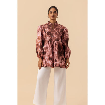 Naseebo Womens Cotton Tie & Dye Brown Top