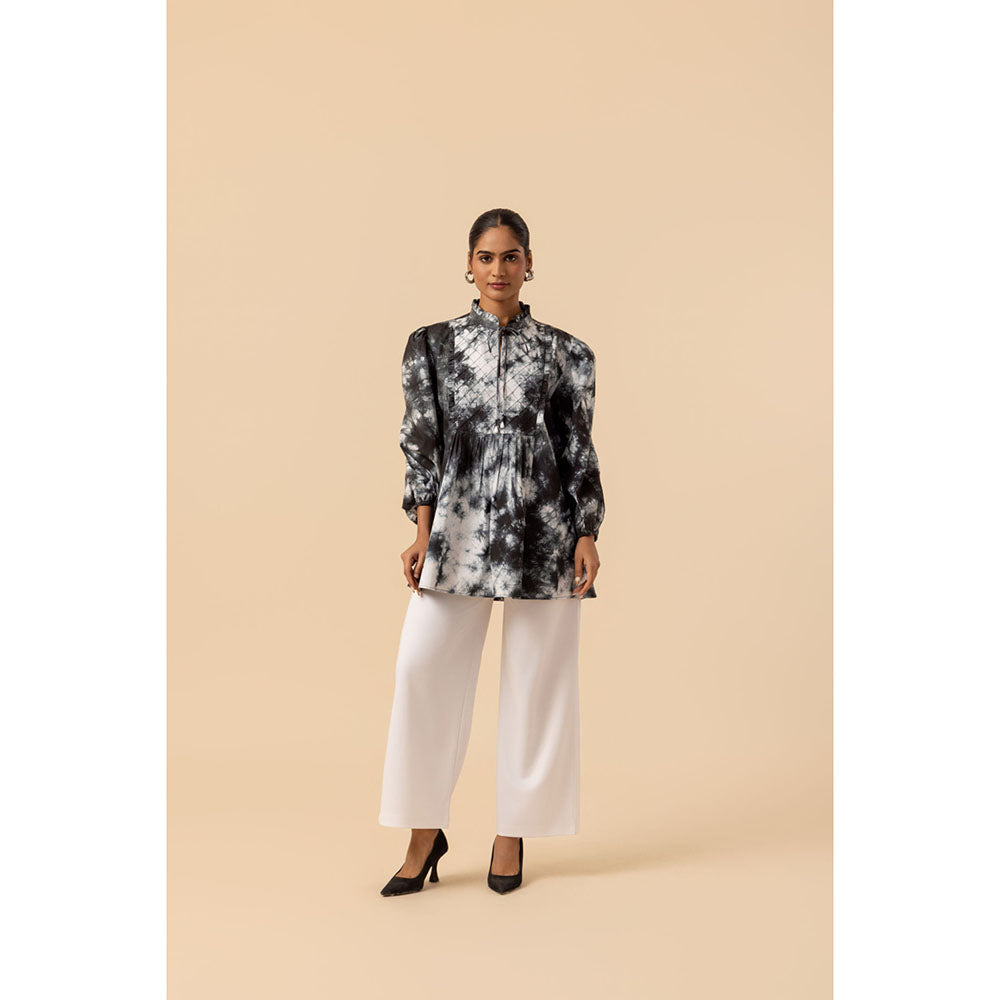 Naseebo Womens Cotton Tie & Dye Black Top