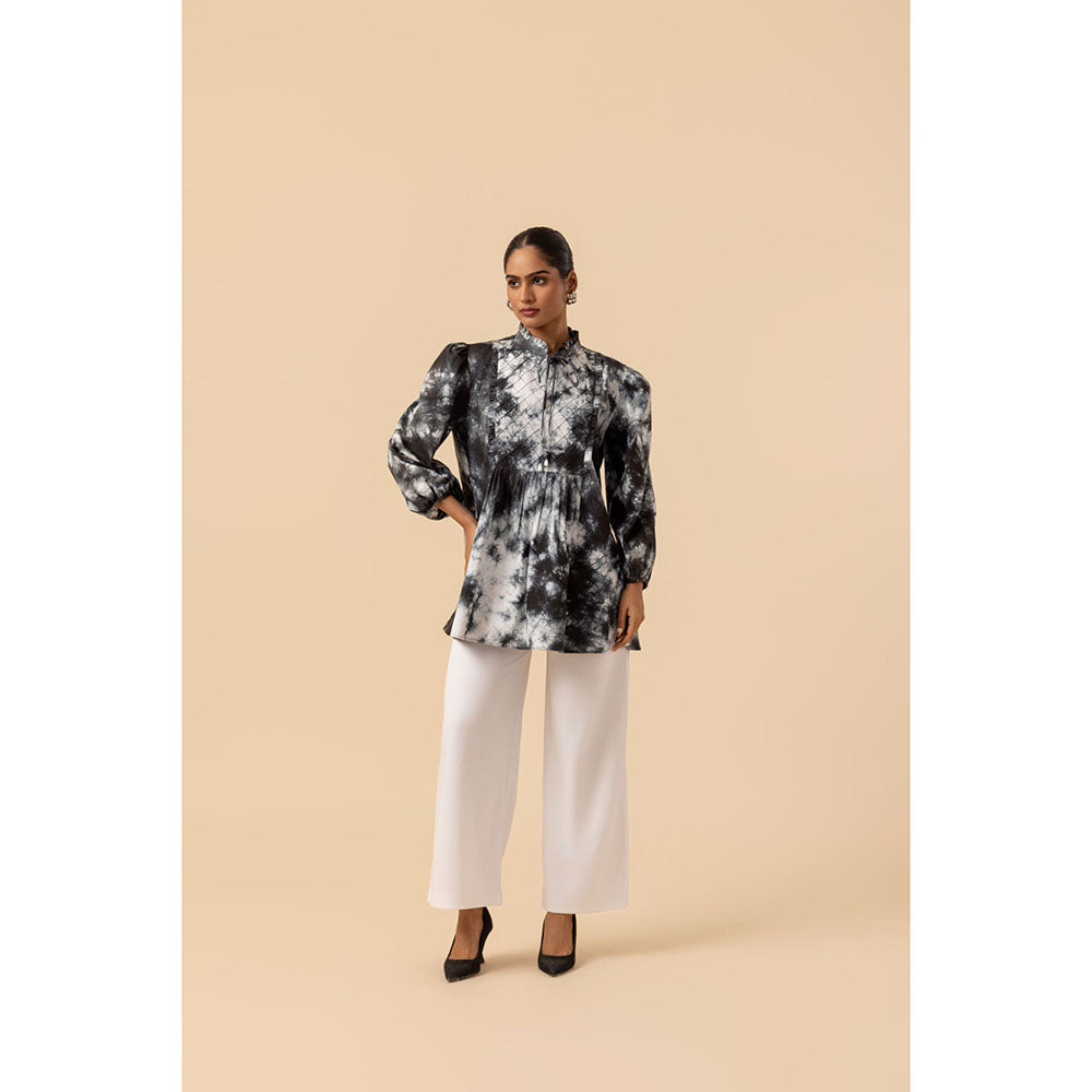 Naseebo Womens Cotton Tie & Dye Black Top