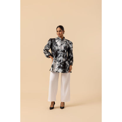 Naseebo Womens Cotton Tie & Dye Black Top