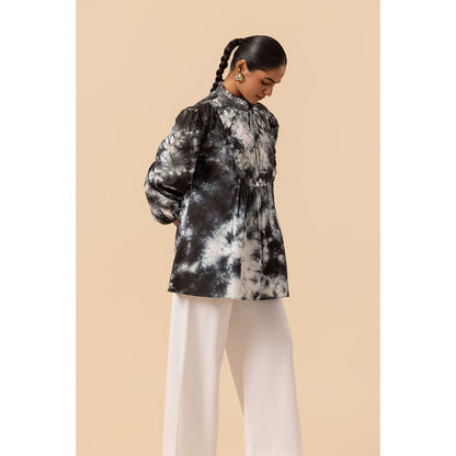 Naseebo Womens Cotton Tie & Dye Black Top
