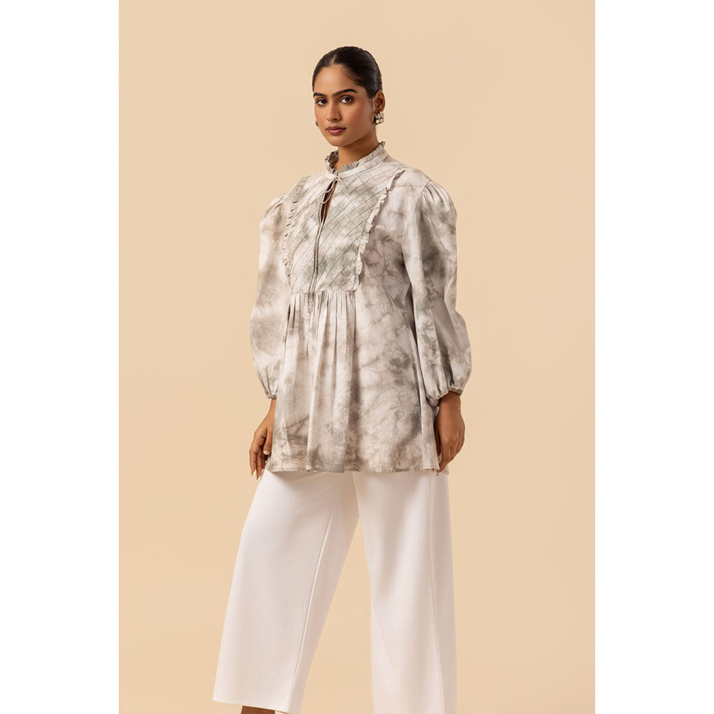 Naseebo Womens Cotton Tie & Dye Grey Top