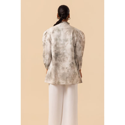 Naseebo Womens Cotton Tie & Dye Grey Top