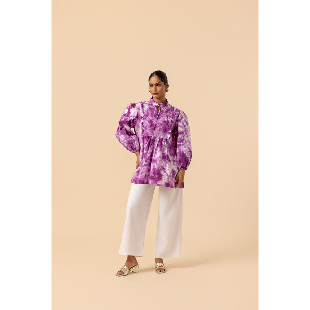 Naseebo Womens Cotton Tie & Dye Purple Top