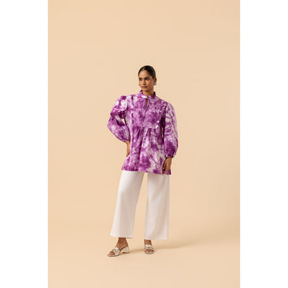 Naseebo Womens Cotton Tie & Dye Purple Top