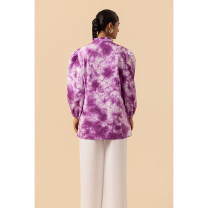 Naseebo Womens Cotton Tie & Dye Purple Top