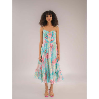 Natalia Livingston Dahlia Blue Floral Dress