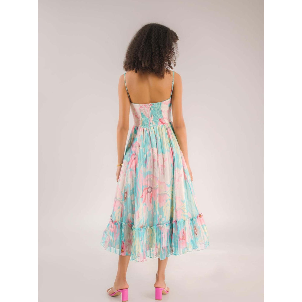 Natalia Livingston Dahlia Blue Floral Dress