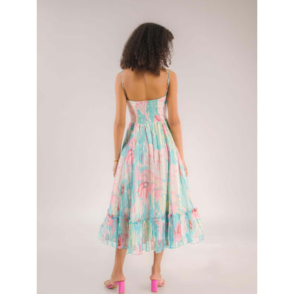Natalia Livingston Dahlia Blue Floral Dress