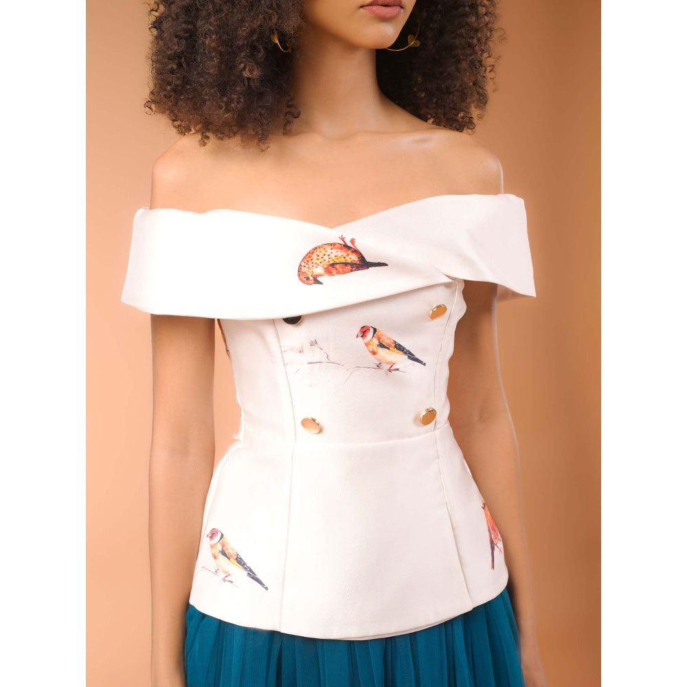 Natalia Livingston Audrey Cream Bird Top