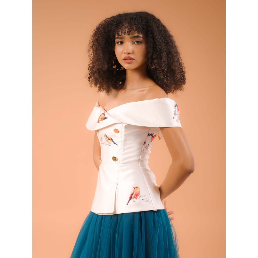 Natalia Livingston Audrey Cream Bird Top