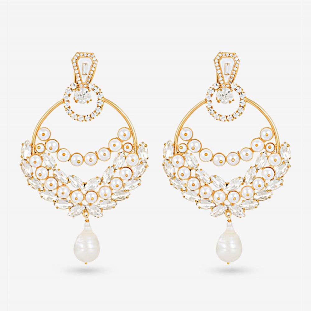 Prerto Laurel Pearl Danglers Earrings