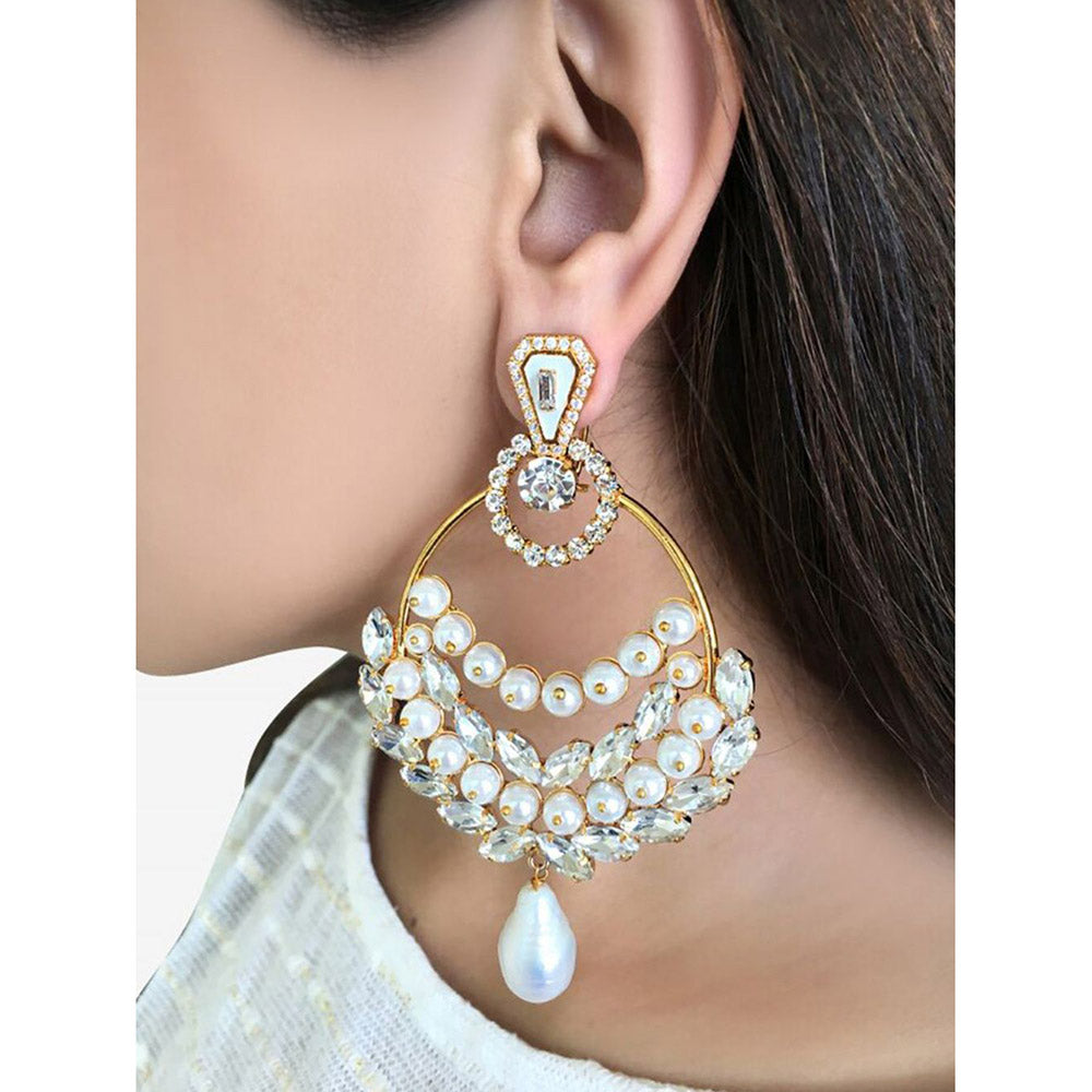 Prerto Laurel Pearl Danglers Earrings