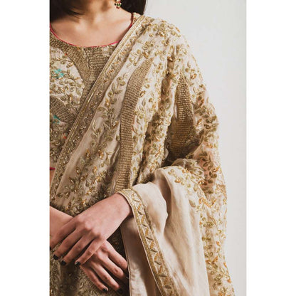 Neelu Sethi Silk Minakari Lehenga With Organza Embroidered Dupatta and Blouse (Set of 3)